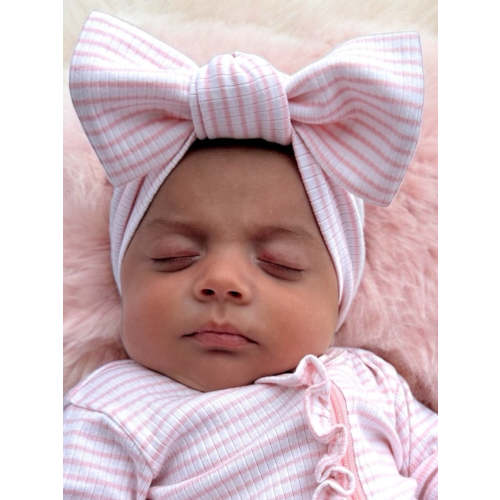 Pink Stripe / Organic Ribbed Bow