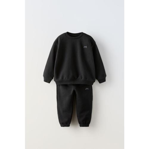 EMBROIDERED SWEATSHIRT AND JOGGERS MATCHING SET - Black | ZARA United States