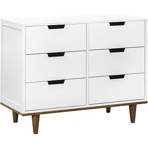 DaVinci Marley 6 Drawer Double Dresser in White and Natural, GREENGUARD Gold Certified