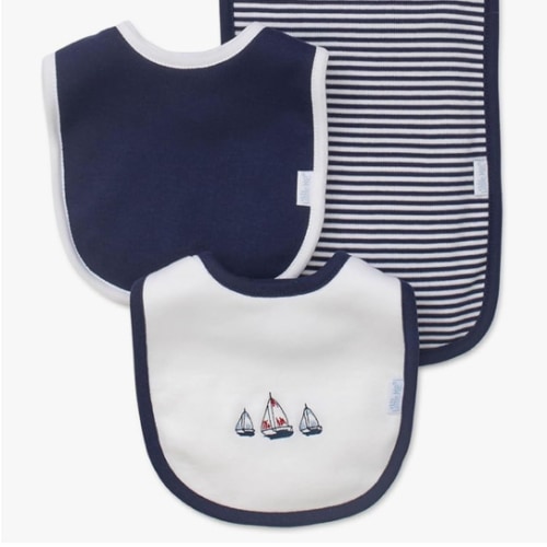 Little Me Boys' 3-Piece Bib & Burp Cloth Set