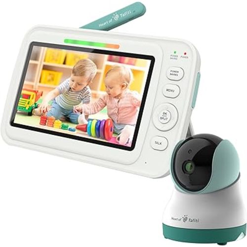Baby Monitor with Camera and Night Vision, 5" 720P HD Quad View Split Screen, Pan-Tilt-Zoom Cameras, No WiFi, EMF Reduction, VOX/Voice Activation, Nile 50.