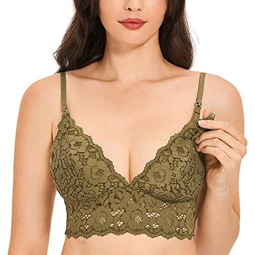 MOMANDA Women's Lace Nursing Bra Wirefree Padded Breastfeeding Maternity Bralette Cute