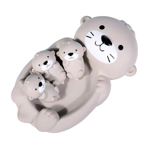 Miracland Otter Bath Toy Set, 1 Mother Otter and 3 Baby Otters, Lovely Otter Family Tub Toy Parent-Child Otter Floating Water Toy Soft Squeeze Bathtub Toy for Babies