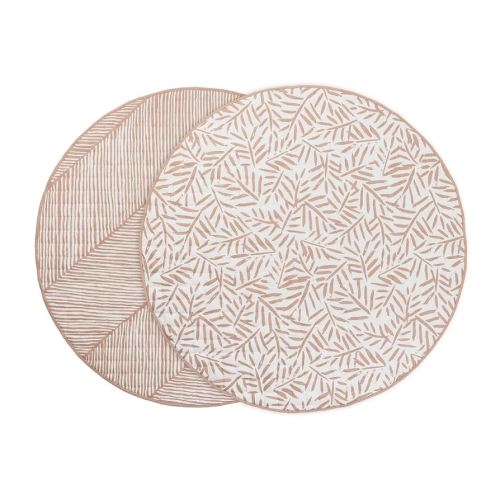 Toddlekind Organic Cotton Reversible Play Mat – 48" Handmade Blanket for Floor Activities, Tummy Time, Nursery Decor, and Family Comfort 0m+ Sea Shell (Pink)