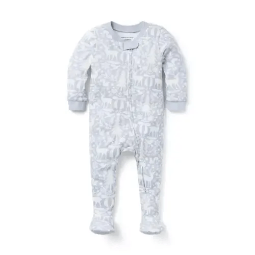 Janie and Jack Baby Slate Blue Winter Wonder Baby Good Night Footed Pajama In Winter Wonder by Janie and Jack