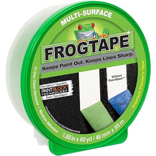 FrogTape Multi-Surface Painters Tape with PAINTBLOCK, 2 Inch Wide (1.88 In. x 60 Yds), Medium Adhesion, Green, 1 Roll (1358464)