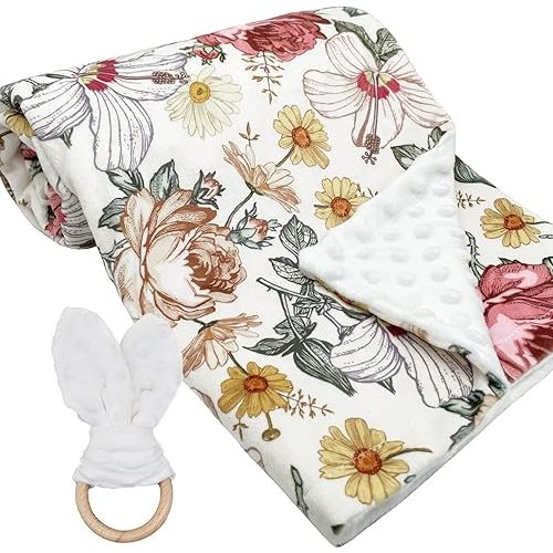 Baby Blankets for Boys Girls Soft Minky Blanket for Newborn Infant Toddler Used for Crib Stroller Nursery (Floral)