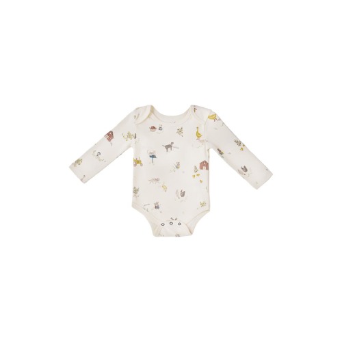Print Long Sleeve Organic Cotton Bodysuit, 0-3M