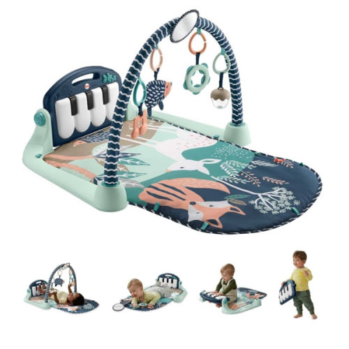 Fisher-Price Baby Playmat Kick & Play Piano Gym with Musical and Sensory Toys for Newborn to Toddler, Navy Fawn