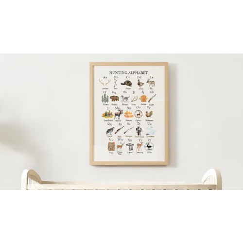 Hunting Alphabet Nursery Print, Nursery Mallard Duck Decor Poster, Hunting Baby Boy Room Digital File, Nursery Decor ABC's, Woodland Nursery