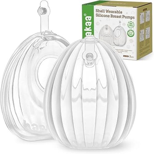 haakaa Wearable Breast Pump, Silicone Shell Breast Pump - Hands Free, Passive Breast Milk Collector Shield for Newborns, Breastfeeding, 120ml-2 pc