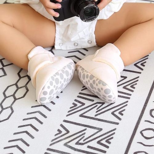 Ohwawadi Infant Baby Slippers Girls Boys Booties 0-6 Months Infant - M1981 Beige