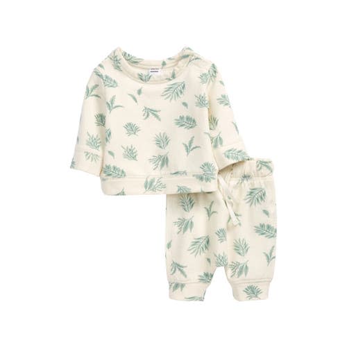 Print Fleece Sweatshirt & Pants Set