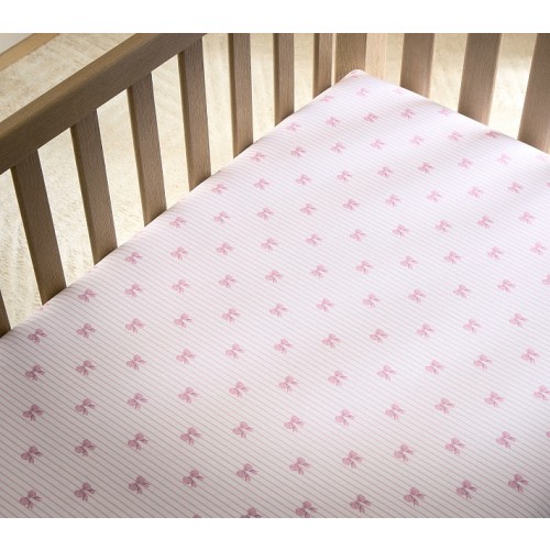 Bella Bow Stripe Organic Crib Fitted Sheet