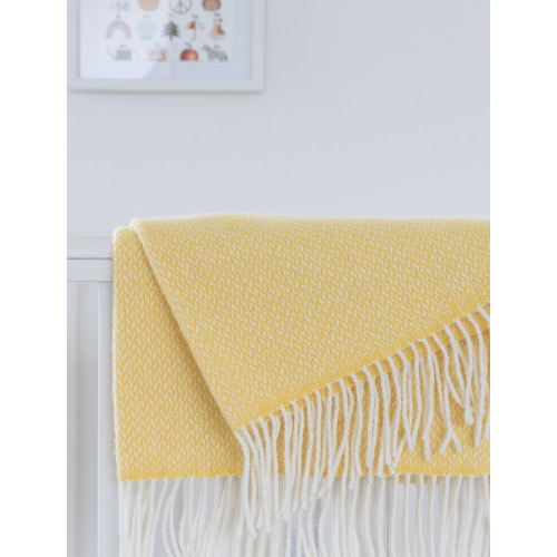 Wool Cashmere Baby Throw - Yellow Herringbone