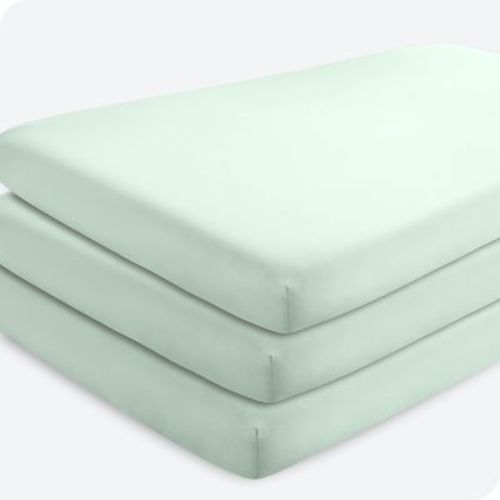 Fitted Crib Microfiber Sheet Spring Mint 3 pk by Bare Home
