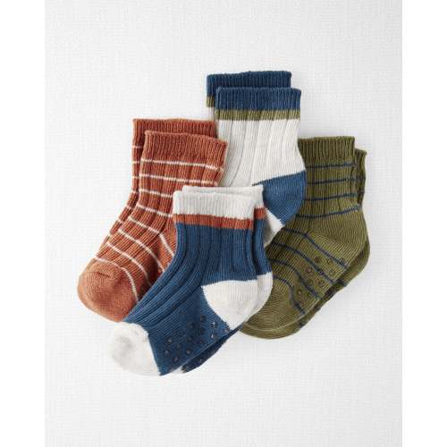 Baby 4-Pack Slip Resistant Socks in Stripes - 0-3 months
