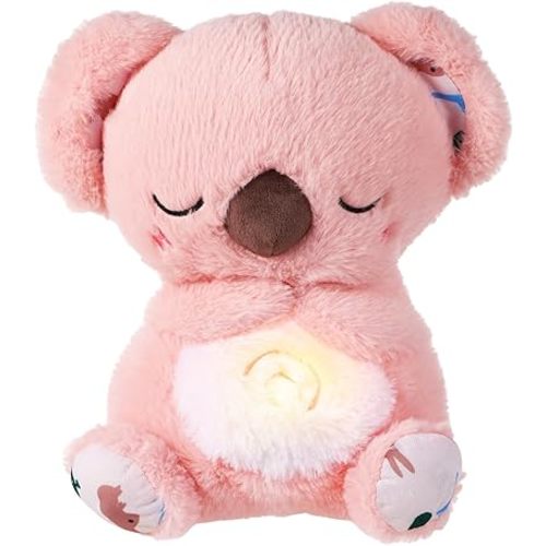 Koala apaisant en peluche avec lumières musicales et mouvement rythmique (rose)