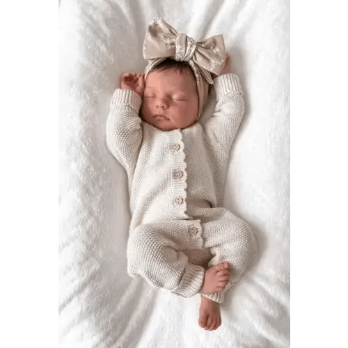 Organic Cotton Moss Stitch Baby Romper - Oat