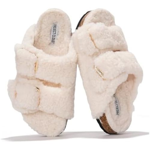 Project Cloud Genuine Leather Flat Sandals for Women 2025 Comfortable Beach Essentials Womens Sandals Memory Foam Vacation Essentials Slides for Women Footwear (Santorini)