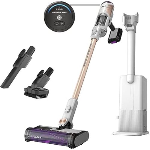Shark Detect Clean & Empty Auto-Empty System - Lightweight Cordless Vacuum Cleaner with HEPA Filter, Portable Handheld Attachment, Crevice Tool, Ideal Stick Vacuum for Pet Hair, White, IW3511