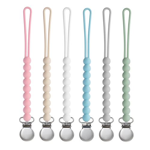 Pacifier Clip for Baby Girls Boys - MORIBOX 6 Pack Paci Clip Soothie Baby Binky Holder for Shower Gift Birthday