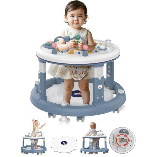 Baby Walker, Baby Jumper Activity Center, Baby Walkers and Activity Center, Baby Walker with Wheels for Boys Girls, Features 360 Degree Swivel Seat, Bounce Footpad for 6-18 Month (Blue)