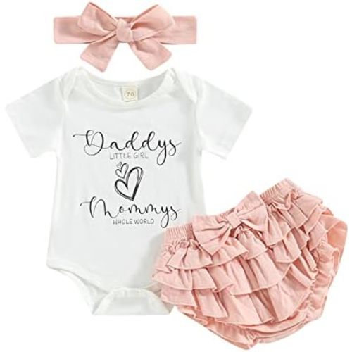 Newborn Baby Girl Summer Clothes 0 3 6 9 12 18 Months Outfits Romper + Shorts + Headband Set