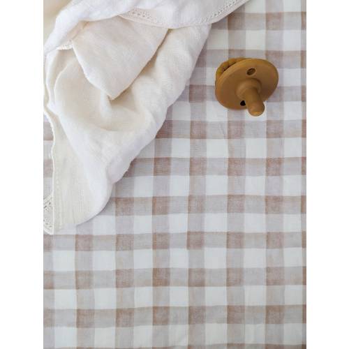 Crib sheet BEIGE white gingham bassinet oval nursery neutral Boys Baby Bedding mini crib tan Nursery Girl crib sheets custom sizes