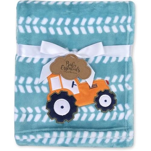 Plush Fleece Throw and Receiving Baby Blankets for Boys and Girls 30x36 (Terrific Tractor)