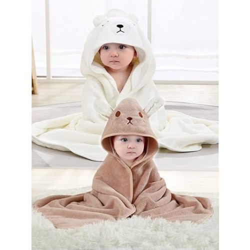 Hooded Baby Towels, 2 Packs Premium Soft Baby Bath Towels with Hood for Babies, Toddler, Infant - Ultra Absorbent, Baby Stuff Shower as Best Gifts for Boys and Girls (2Pack)