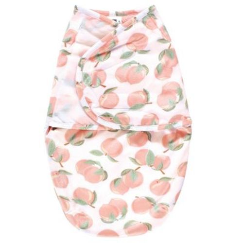 Hudson Baby Girls Plush Faux Fur Swaddle Wrap, Peach, 0-3 Months