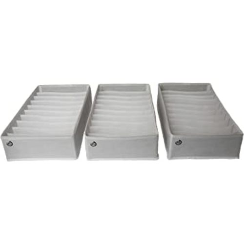 The Edit Living Drawer Organizer - Multipurpose Storage Drawer Organizers - Clothes Organizer for T-shirts, Tank Tops, Activewear - 10 Cells Storage Organizer - White - Set of 3