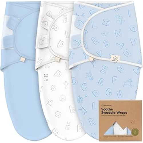 3-Pack Organic Baby Swaddle Sleep Sacks - Newborn Swaddle Sack, Ergonomic Baby Swaddles 0-6 Months, Swaddles for Newborns, Baby Sleep Sack, Baby Swaddle Blanket Wrap,Baby Essentials(ABC Land Cloud, L)