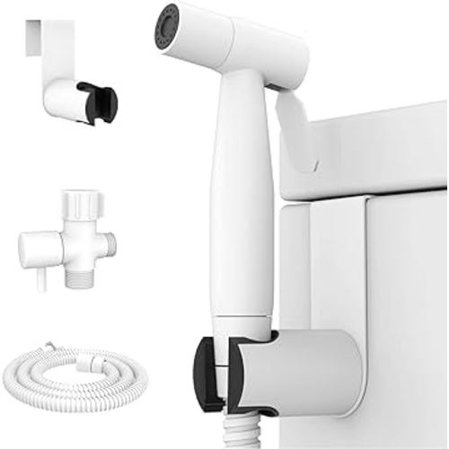 Arofa Matte White Bidet Sprayer for Toilet, Handheld Jet Sprayer Adjustable Water Pressure Muslim Shower with Bidet Hose, Bidets Faucet for Existing Toilets Cloth Diaper Spray for Baby/Feminine Wash