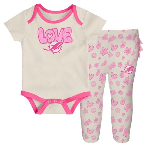 Girls Newborn & Infant Miami Dolphins White All The Love 2 Piece Bodysuit and Pants Set