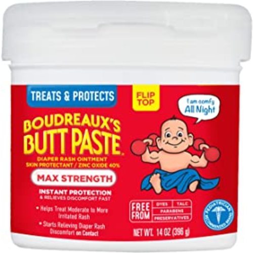 Boudreaux's Butt Paste Maximum Strength Diaper Rash Cream, Ointment for Baby, 14 oz Flip-Top Jar - 14 Ounce