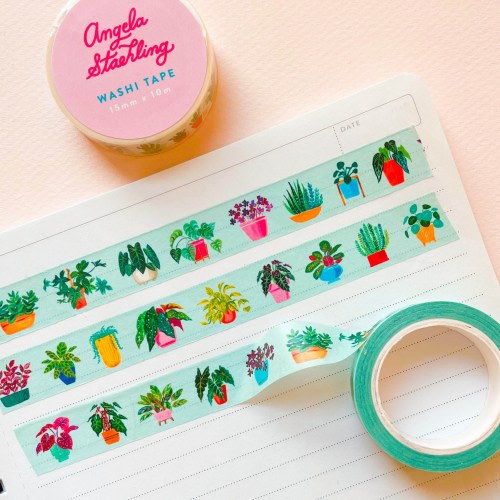 Houseplant Washi Tape, Cute Modern Plant Washi Tape, Indoor Plants Washi Tape, Masking Tape, Scrapbooking Tape, Journal Washi Tape