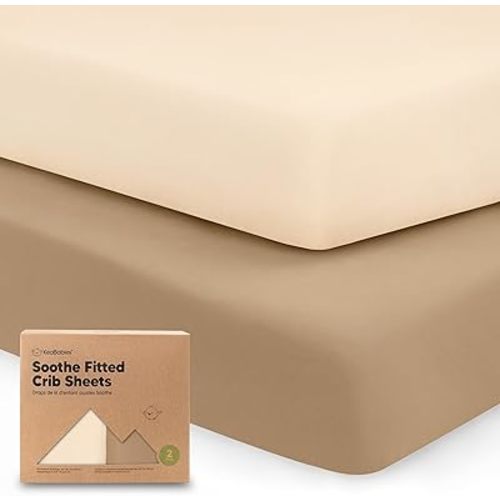 KeaBabies 2-Pack Organic Crib Sheets for Boys, Girls - 52x28 Fitted Crib Mattress Sheet Neutral, Breathable Jersey Cotton Cover for Baby Bed, Toddler Mattress, Soft & Cute Prints (Pecan)