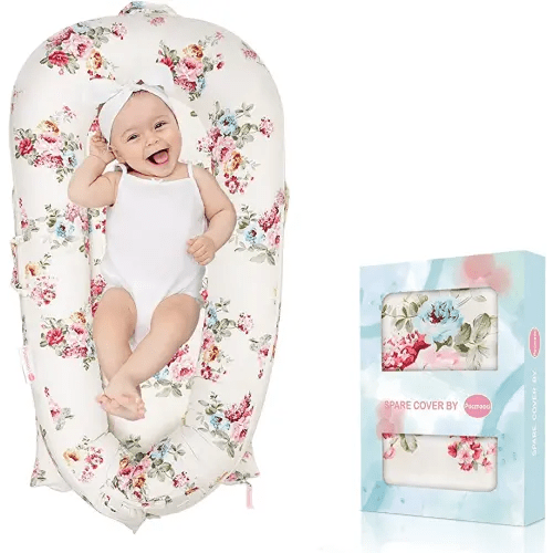 Baby Lounger Cover for Dockatot Deluxe + | 100% Cotton Hypoallergenic Newborn Premium Quality Spare Cover(Cover Only) (Rose)