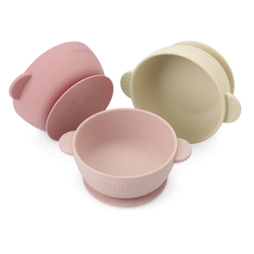 PandaEar 3 Pack Baby Bowls with Suction| Stay Put Silicone Food Bowl for Babies Kids Toddlers Infants| Food Grade Soft Safe BPA-Free Silicone (Pink)