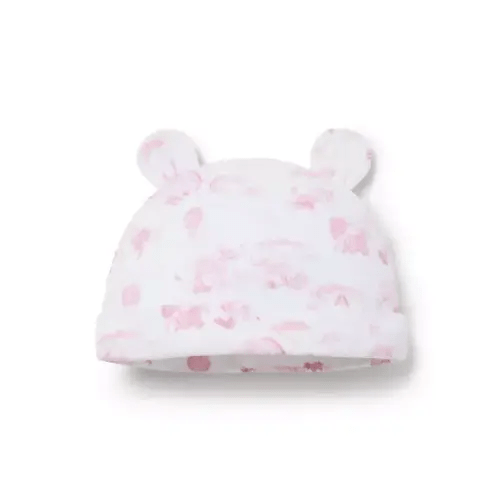 Newborn Light Pink Animal Friends Toile Baby Animal Friends Toile Bear Ear Beanie by Janie and Jack