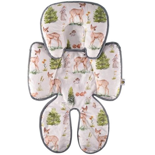Infant Car Seat Insert, Baby Carseat Head Body Support for Newborn Girls Boys, 2-in-1 Reversible Extra Soft Baby Car Seat Cushion for Carseats, Strollers, Bouncer Swing, Woodland Animal
