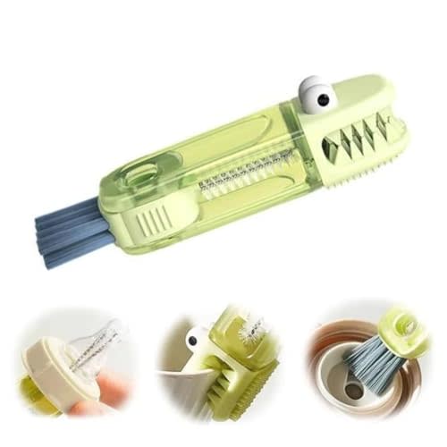 3 in 1 Cup Lid Cleaning Brush, 2025 New Cup Lid Cleaner with Brush, Multifunctional Portable Crevice Cleaning Brush Set for Baby Bottle Gap Tight Spaces, Home Kitchen Cleaning Tools (A-Green)