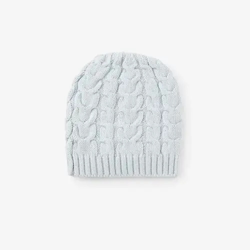 Pale Blue Horseshoe Cable Knit Baby Hat – Elegant Baby