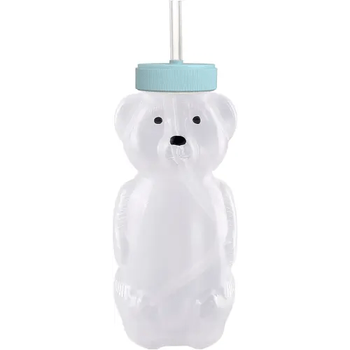 Honey Bear Straw Cups for Babies 1 pack, 8oz straw bear cup with improved safety lid design, honeybear baby cup straw, Leak-Proof & Food-Grade & BPA Free (AQUA)