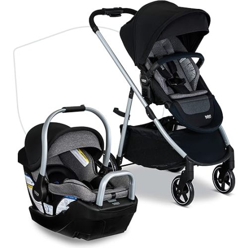 Britax Willow Grove SC Baby Travel System, Infant Car Seat and Stroller Combo with Alpine Base, ClickTight Technology, SafeWash, Pindot Onyx