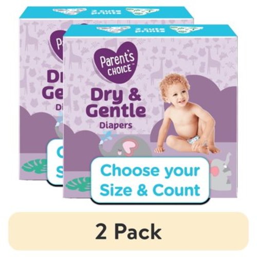 (2 pack) Parent's Choice Dry & Gentle Diapers (Choose Your Size & Count)