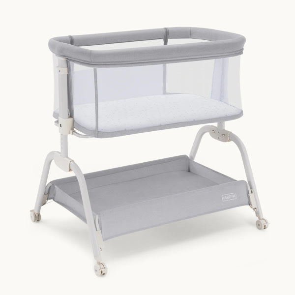HARPPA Cuddly Lite | 2-in-1 Baby Bassinet & Bedside Sleeper for Newborns with Anti-Reflux Mattress | Adjustable Height, Attaches to Bed, CPSC Certified, Tool-Free Setup & Portable Wheels | Safe Co-Sleeping, Compact Design for Small Spaces, Ideal for Newbo