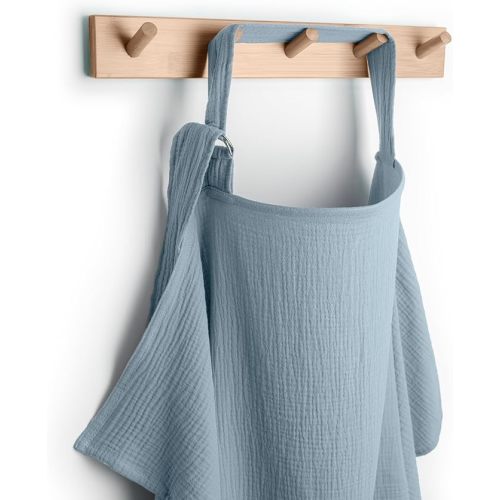 Comfy Cubs Muslin Nursing Cover, Pack of 1, 100% Muslin Cotton Breastfeeding Cover Up - Soft & Breathable Baby Nursing Scarf with Adjustable Neck Strap - Portable Essential for Newborn - Pacific Blue
